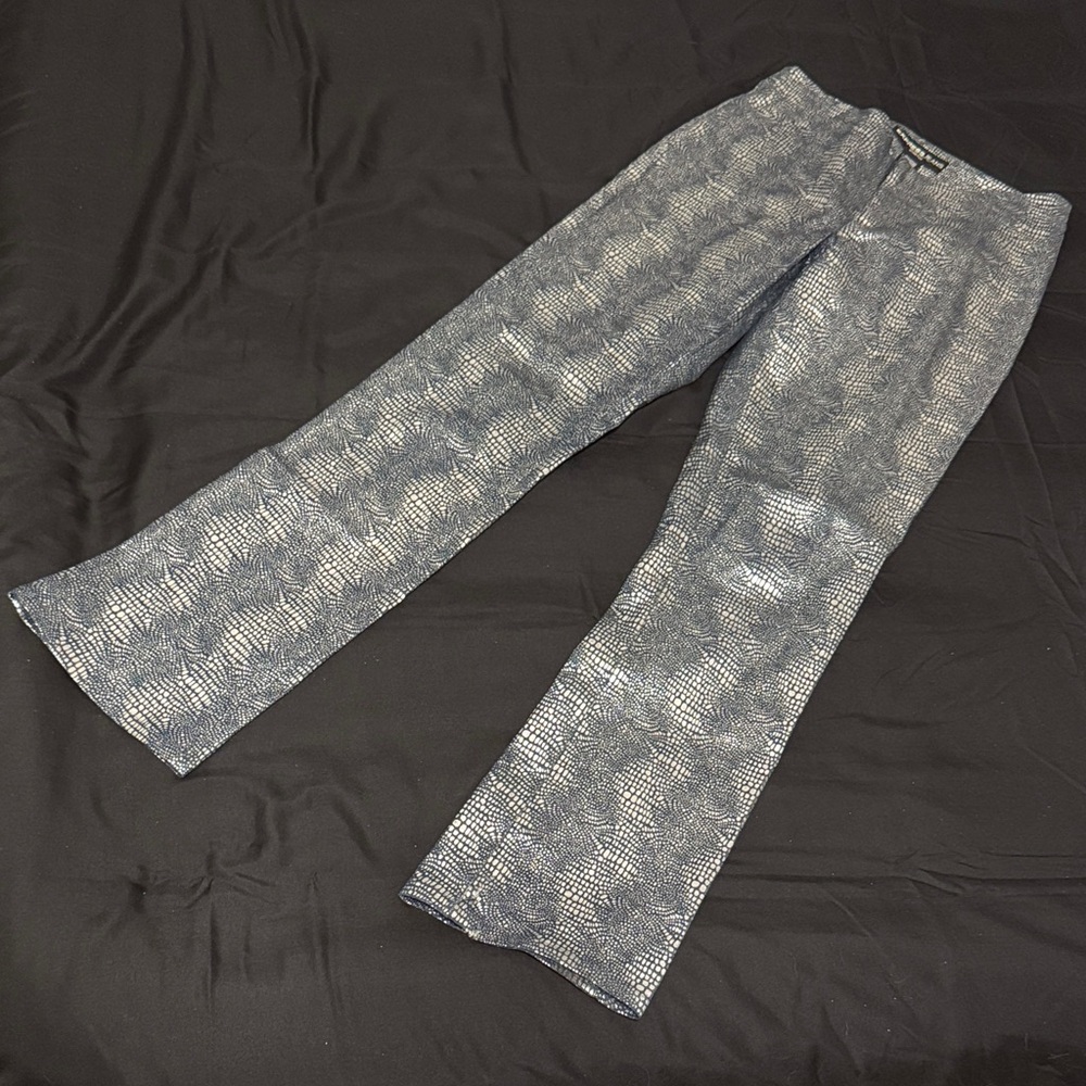 Express Patterned Blue Flare Jeans